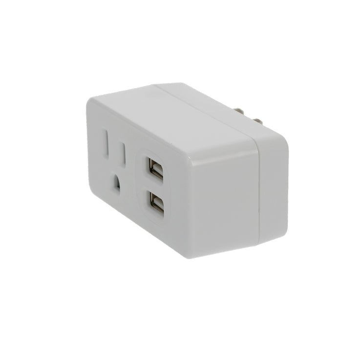 1-Outlet 2-Port Type-A, 2.1A USB Charger