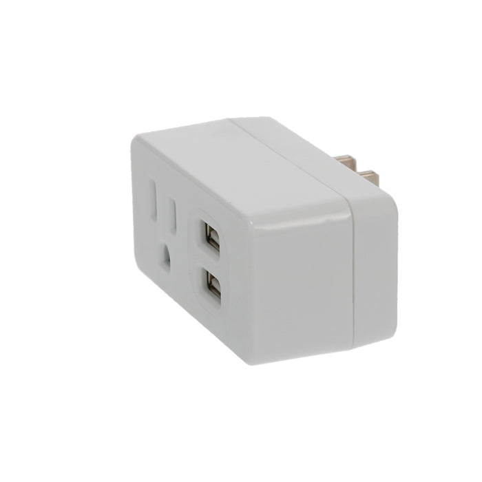 1-Outlet 2-Port Type-A, 2.1A USB Charger