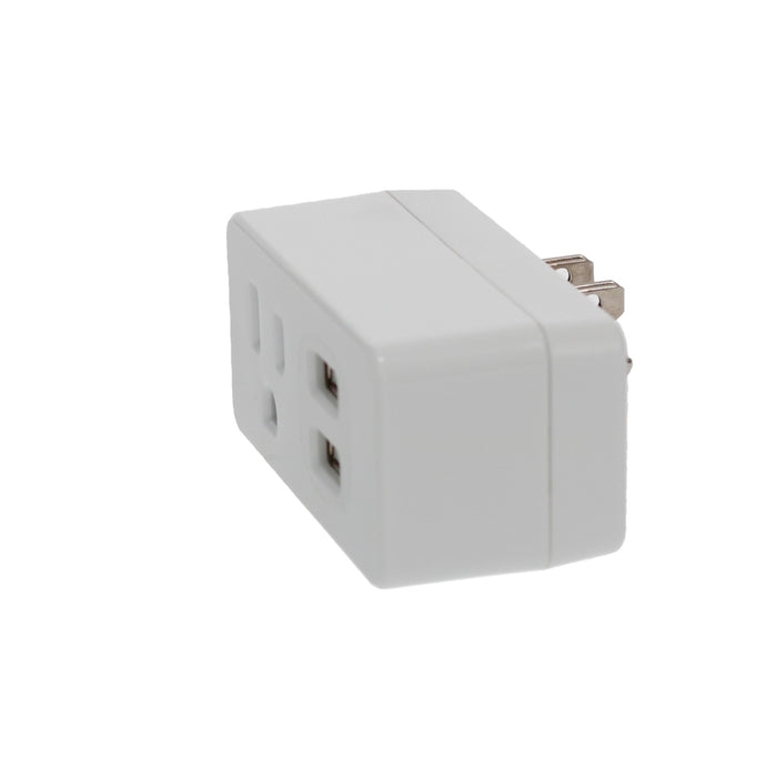 1-Outlet 2-Port Type-A, 2.1A USB Charger