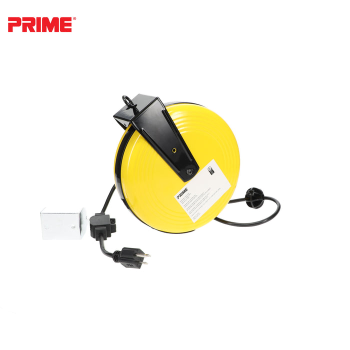 25ft 3-Outlet Retractable<br>Metal Cord Reel