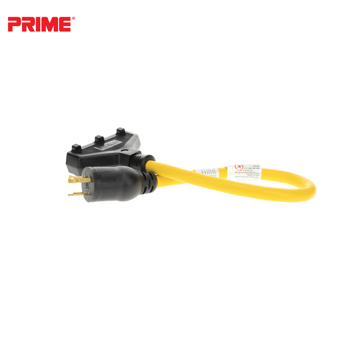 2ft 12/3 STW <br />Twist-to-Lock to U-Ground <br />3-Outlet Adapter