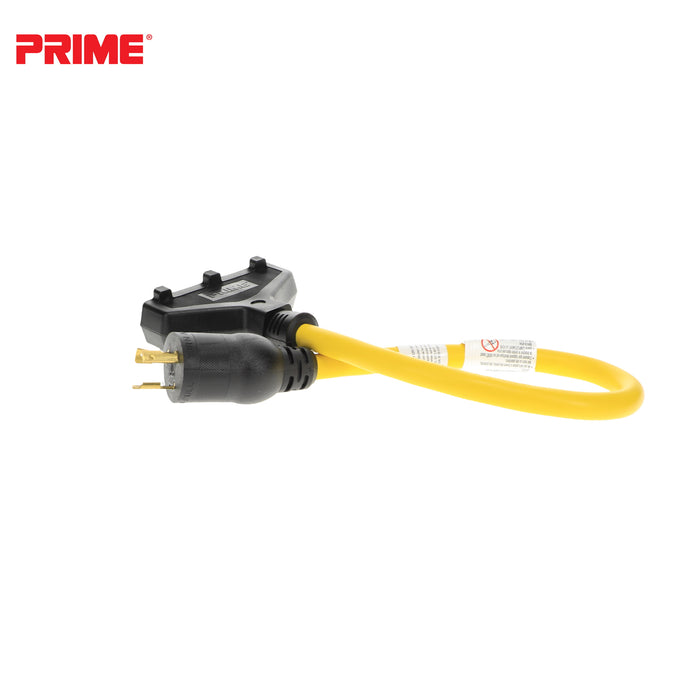 2ft 12/3 STW <br />Twist-to-Lock to U-Ground <br />3-Outlet Adapter
