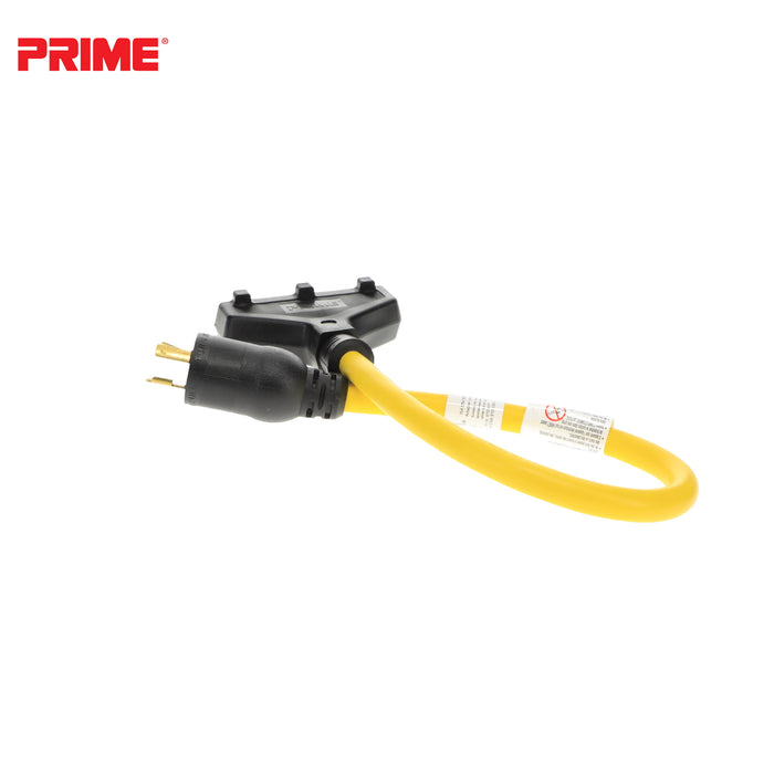 2ft 12/3 STW <br />Twist-to-Lock to U-Ground <br />3-Outlet Adapter