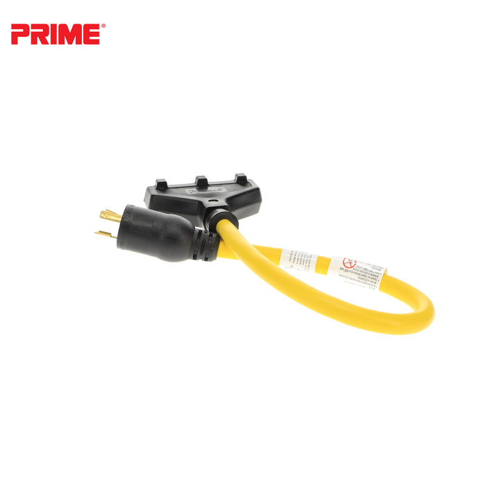 2ft 12/3 STW <br />Twist-to-Lock to U-Ground <br />3-Outlet Adapter