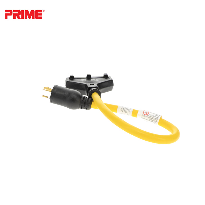 2ft 12/3 STW <br />Twist-to-Lock to U-Ground <br />3-Outlet Adapter