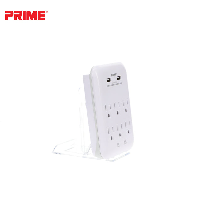 6 Outlet 1200 Joule Surge Tap<br>with 2-Port 3.4A USB Charger
