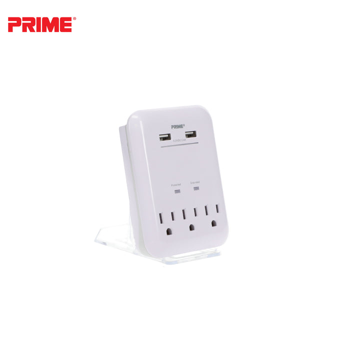 3 Outlet 950 Joule Surge Tap <br />with 2-Port 3.4A USB Charger