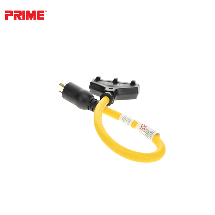 2ft 12/3 STW <br />Twist-to-Lock to U-Ground <br />3-Outlet Adapter