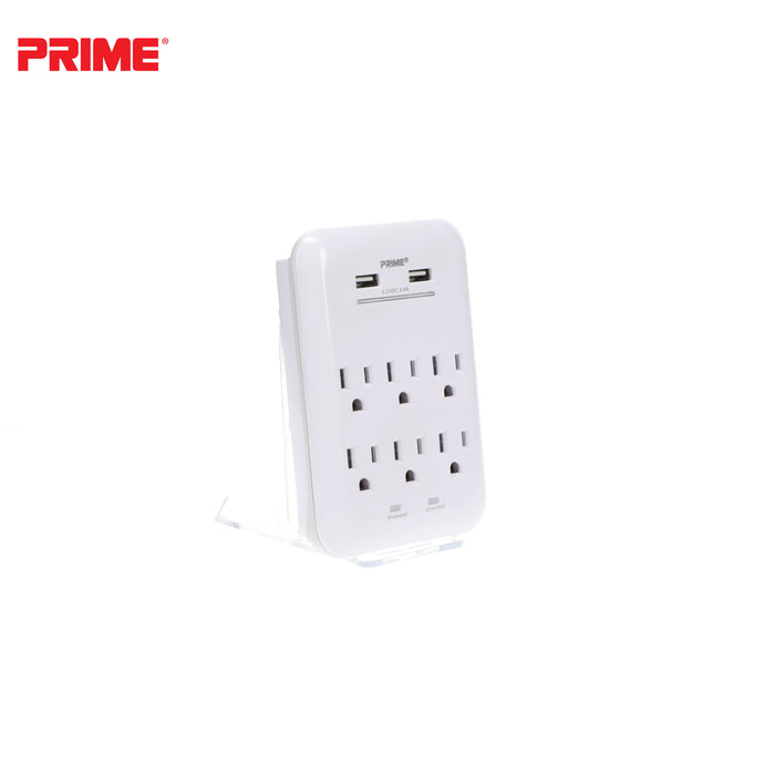 6 Outlet 1200 Joule Surge Tap<br>with 2-Port 3.4A USB Charger