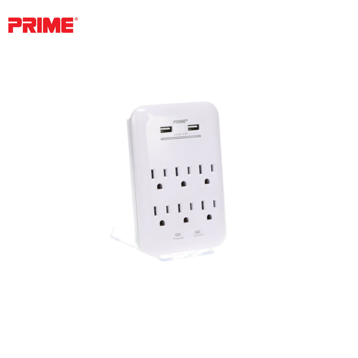 6 Outlet 1200 Joule Surge Tap<br>with 2-Port 3.4A USB Charger