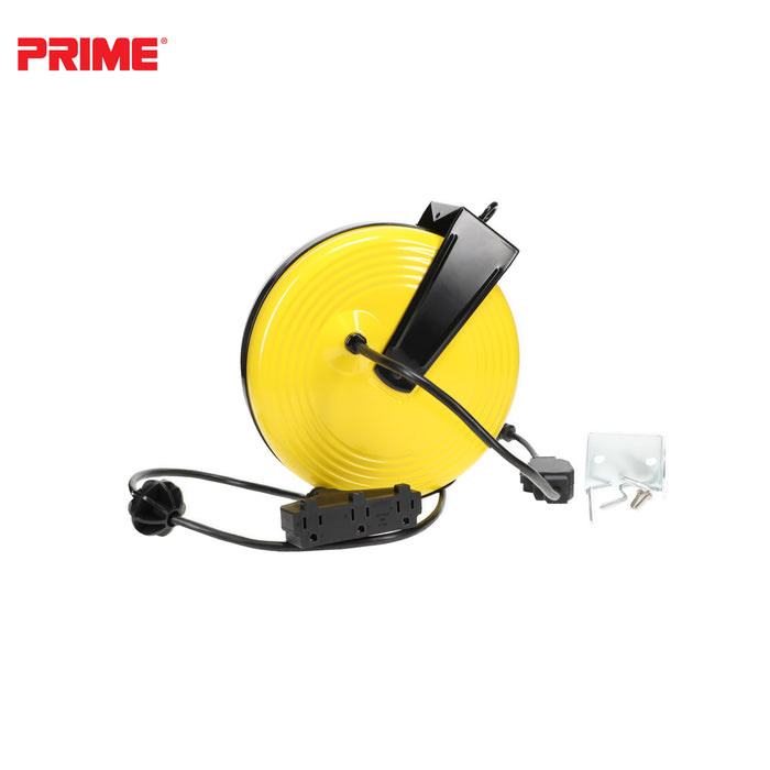 25ft 3-Outlet Retractable<br>Metal Cord Reel