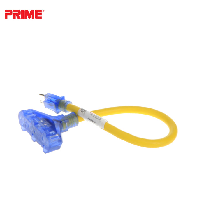 Amp Detection <br/> 2ft 12/3 STW <br />3-Outlet Adapter<br/> with Visual Amperage Detection