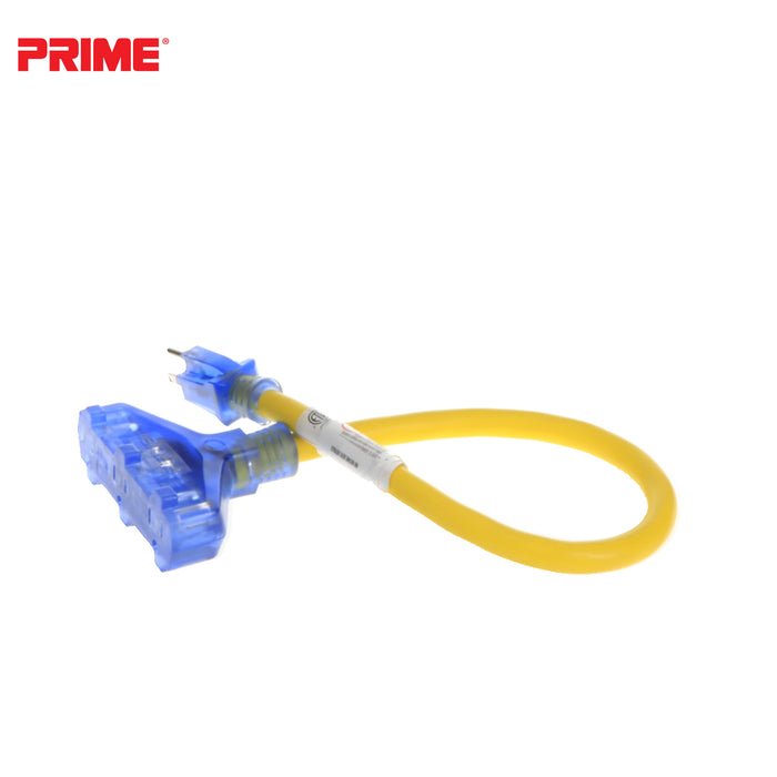 Amp Detection <br/> 2ft 12/3 STW <br />3-Outlet Adapter<br/> with Visual Amperage Detection