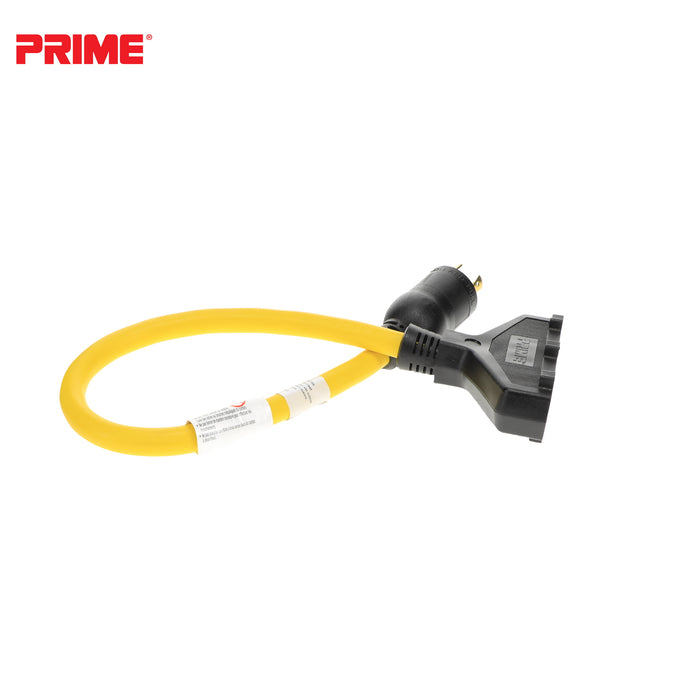 2ft 12/3 STW <br />Twist-to-Lock to U-Ground <br />3-Outlet Adapter