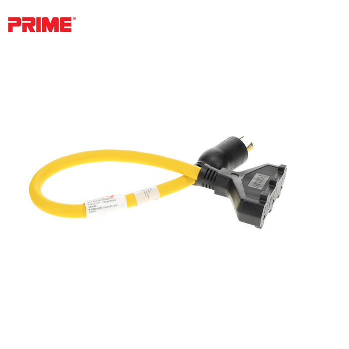 2ft 12/3 STW <br />Twist-to-Lock to U-Ground <br />3-Outlet Adapter