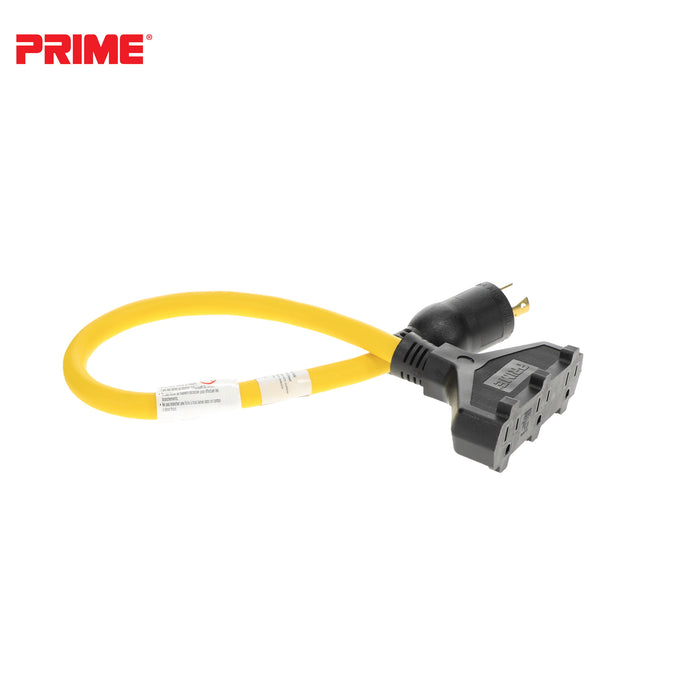 2ft 12/3 STW <br />Twist-to-Lock to U-Ground <br />3-Outlet Adapter