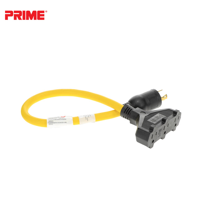 2ft 12/3 STW <br />Twist-to-Lock to U-Ground <br />3-Outlet Adapter