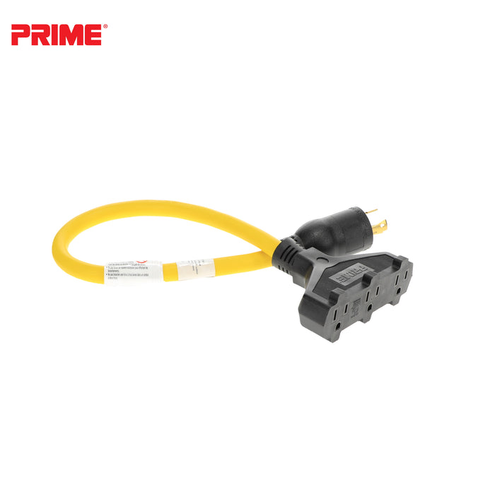 2ft 12/3 STW <br />Twist-to-Lock to U-Ground <br />3-Outlet Adapter