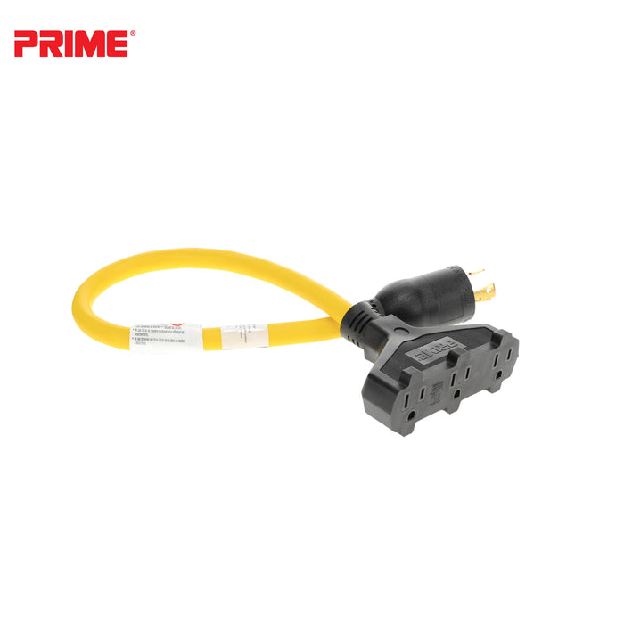 2ft 12/3 STW <br />Twist-to-Lock to U-Ground <br />3-Outlet Adapter
