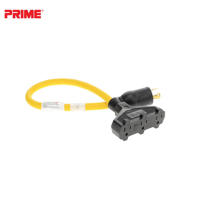 2ft 12/3 STW <br />Twist-to-Lock to U-Ground <br />3-Outlet Adapter