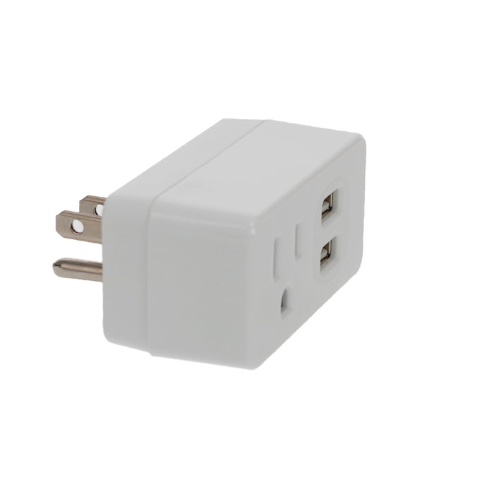 1-Outlet 2-Port Type-A, 2.1A USB Charger