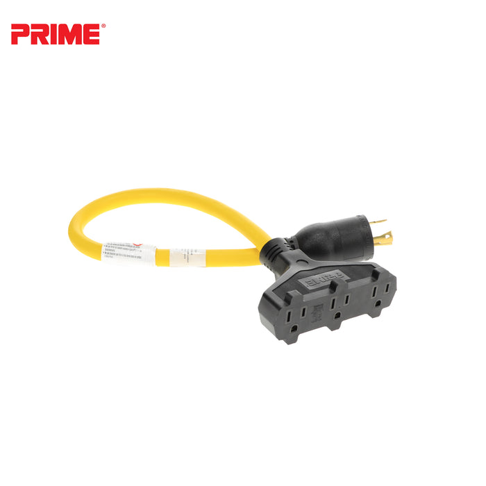 2ft 12/3 STW <br />Twist-to-Lock to U-Ground <br />3-Outlet Adapter