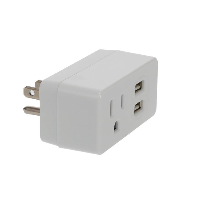 1-Outlet 2-Port Type-A, 2.1A USB Charger