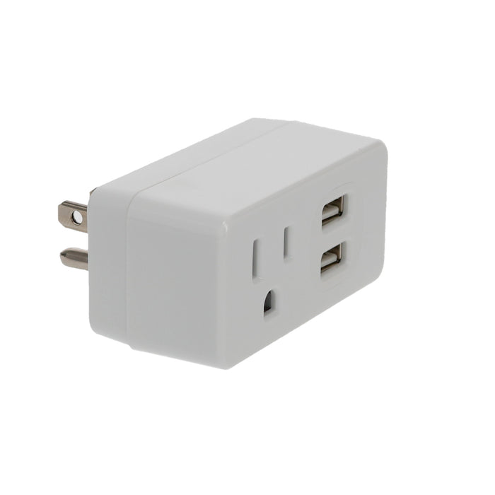 1-Outlet 2-Port Type-A, 2.1A USB Charger