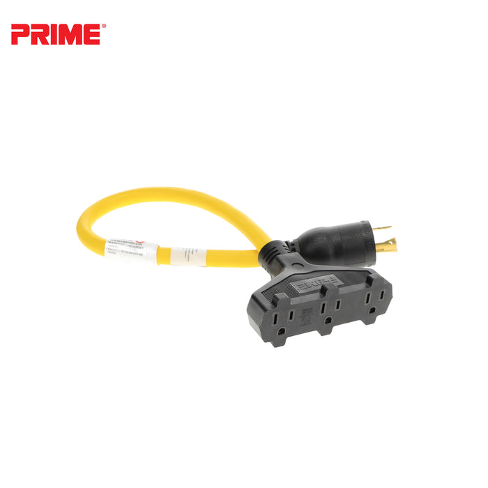 2ft 12/3 STW <br />Twist-to-Lock to U-Ground <br />3-Outlet Adapter