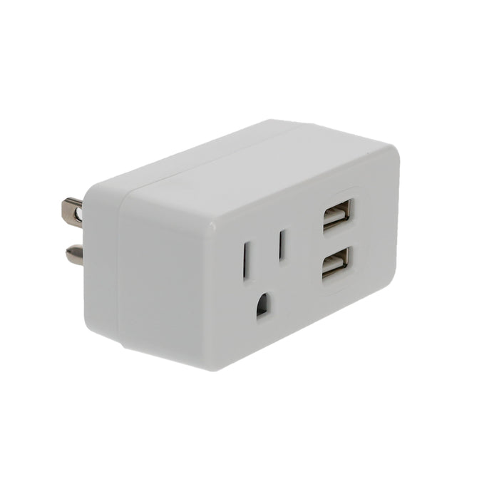 1-Outlet 2-Port Type-A, 2.1A USB Charger