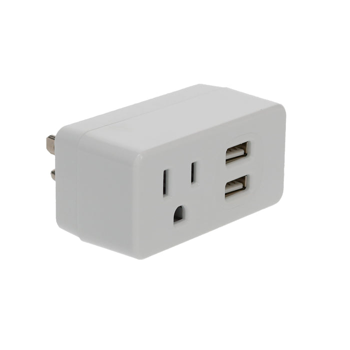 1-Outlet 2-Port Type-A, 2.1A USB Charger