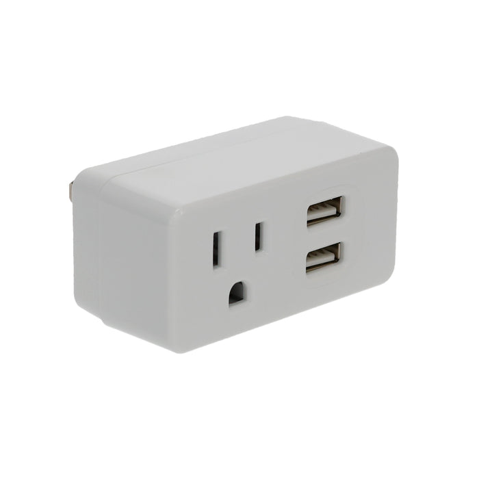 1-Outlet 2-Port Type-A, 2.1A USB Charger