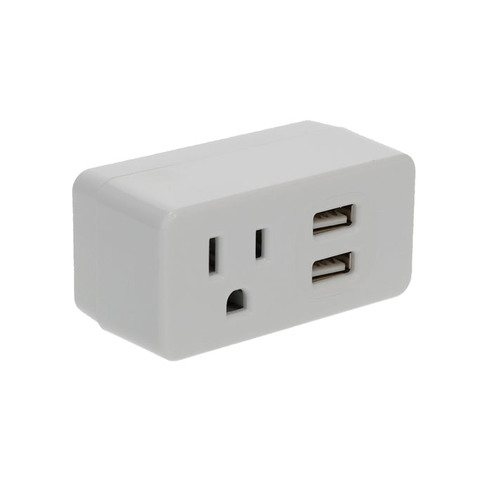 1-Outlet 2-Port Type-A, 2.1A USB Charger