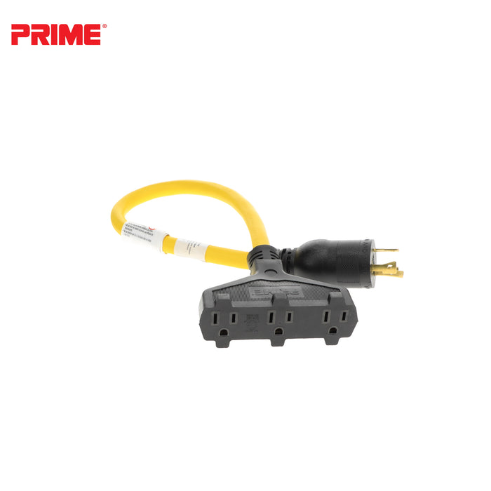 2ft 12/3 STW <br />Twist-to-Lock to U-Ground <br />3-Outlet Adapter