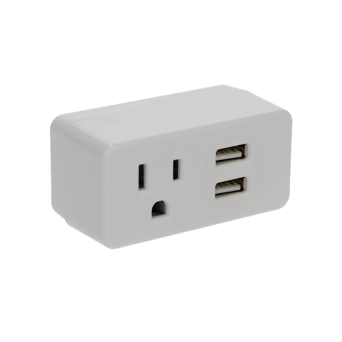 1-Outlet 2-Port Type-A, 2.1A USB Charger