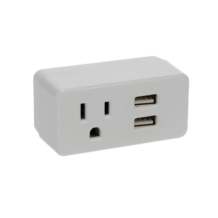 1-Outlet 2-Port Type-A, 2.1A USB Charger