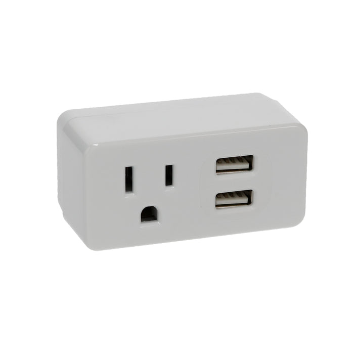 1-Outlet 2-Port Type-A, 2.1A USB Charger