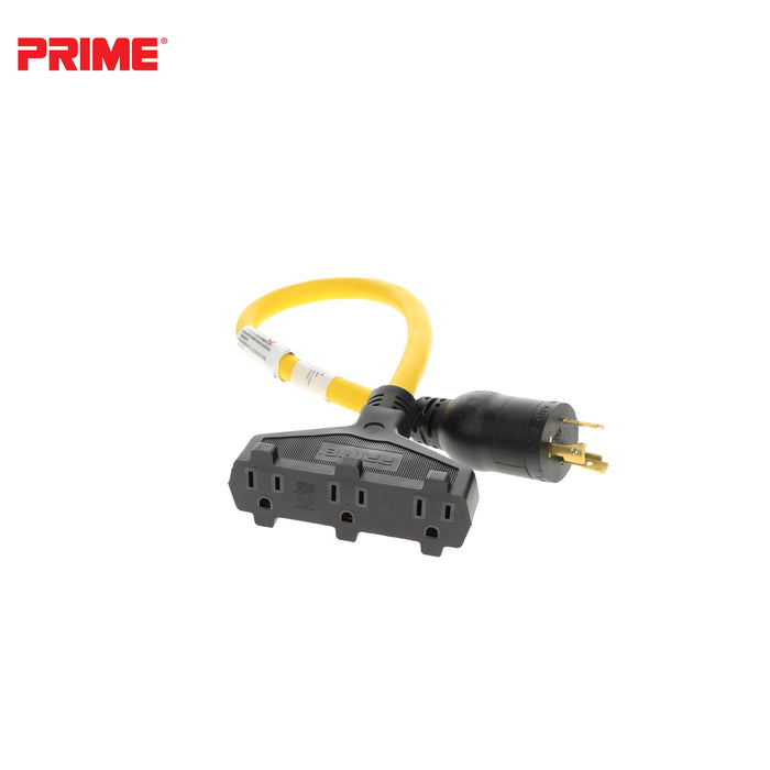 2ft 12/3 STW <br />Twist-to-Lock to U-Ground <br />3-Outlet Adapter