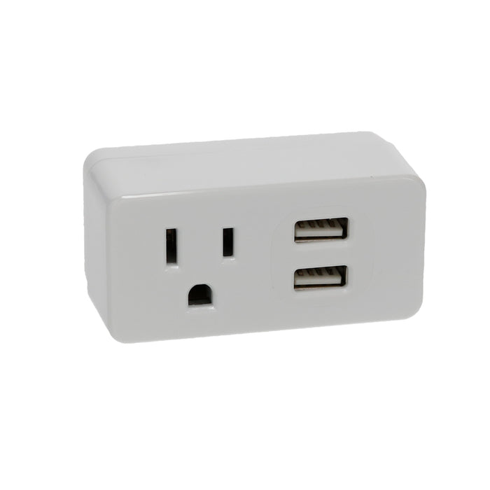 1-Outlet 2-Port Type-A, 2.1A USB Charger