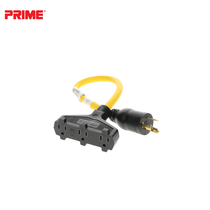 2ft 12/3 STW <br />Twist-to-Lock to U-Ground <br />3-Outlet Adapter