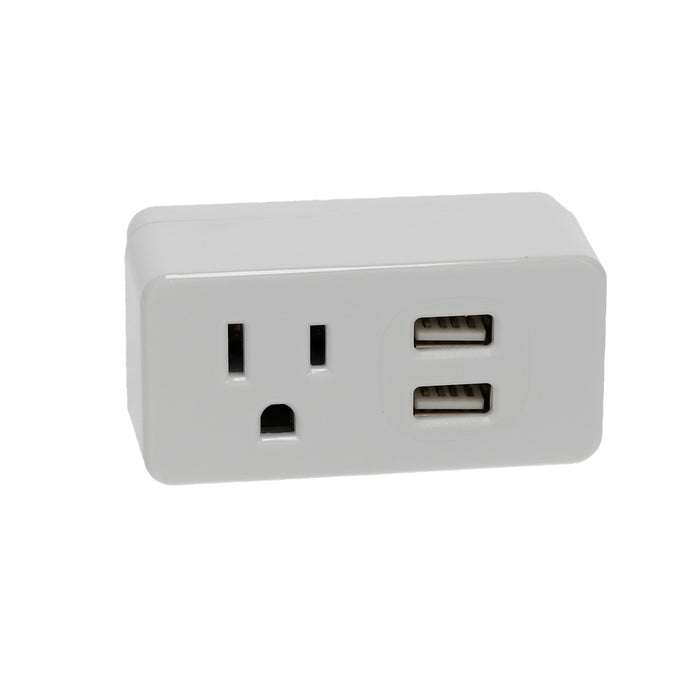 1-Outlet 2-Port Type-A, 2.1A USB Charger