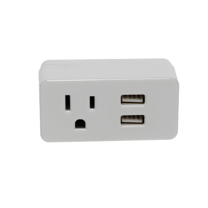 1-Outlet 2-Port Type-A, 2.1A USB Charger