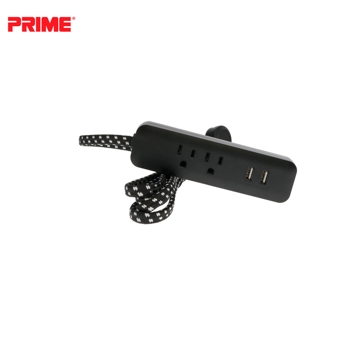 2 Outlet 2-Port 2.1A USB Power Strip with 6ft Accent Cord