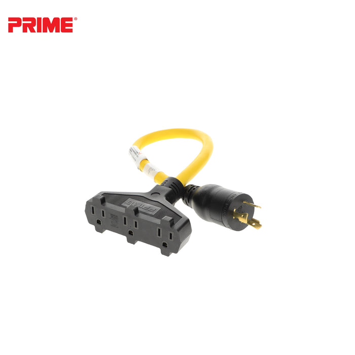2ft 12/3 STW <br />Twist-to-Lock to U-Ground <br />3-Outlet Adapter