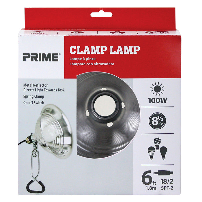100 Watt Clamp Lamp w/6ft Power Cord