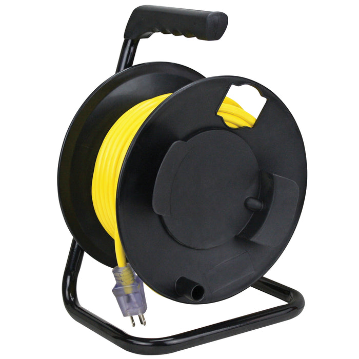 22849 Metal Extension Cord Reel Stand In Black, Heavy Duty, Quick Snap  Togeth