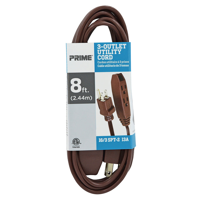 8ft 16/3 SPT-2 3-Outlet Utility Cord — Prime Wire & Cable Inc.