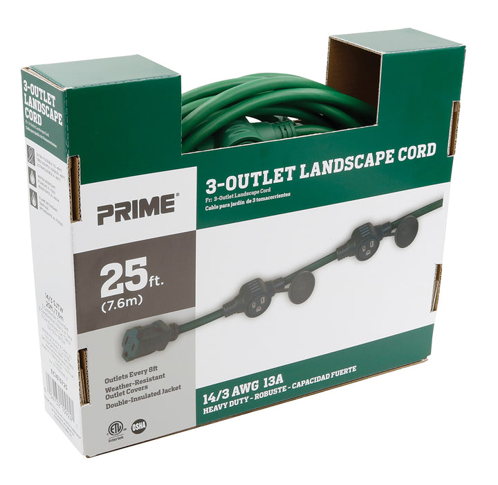 25ft 14/3 STW 3-Outlet <br />(Two In-Line Outlets) <br />Landscape Extension Cord