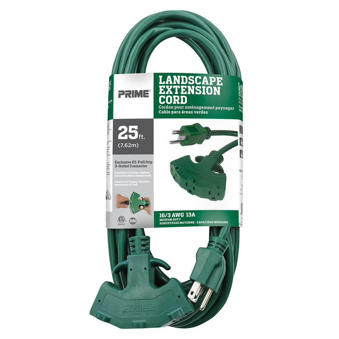 25ft 16/3 SJTW EZ-Pull Grip <br />3-Outlet Extension Cord