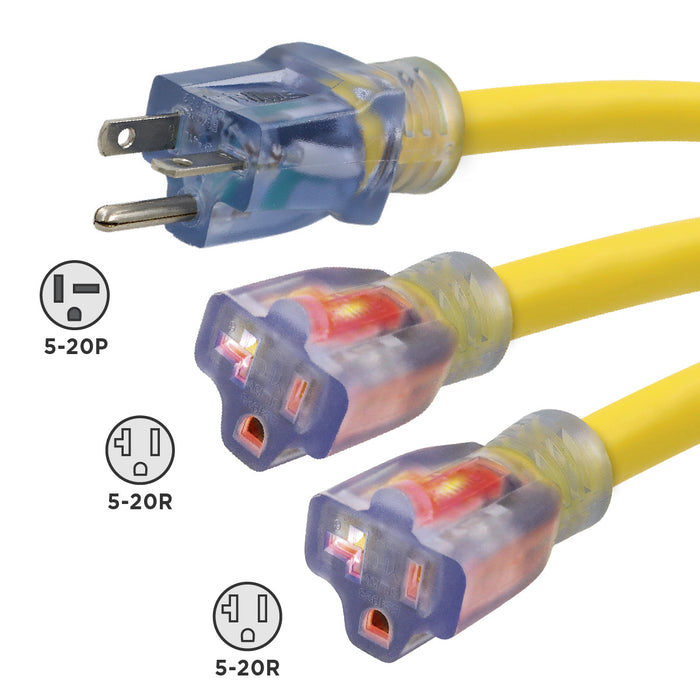 25ft 12/3 STOW 20A <br />"Y" Extension Cord